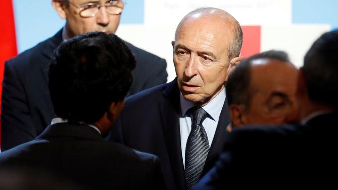 French Interior Minister Gerard Collomb attends a meeting with prefects at the Elysee Palace in Paris