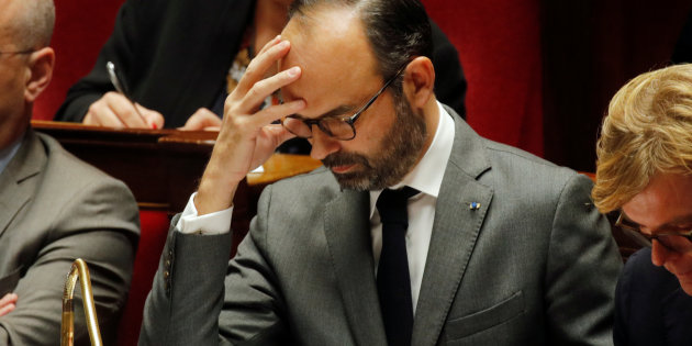 French Prime Minister Edouard Philippe attends a debate about a motion of confidence in the French government due to the "yellow vests" crisis by the left-wing members of parliaments at the National Assembly in Paris