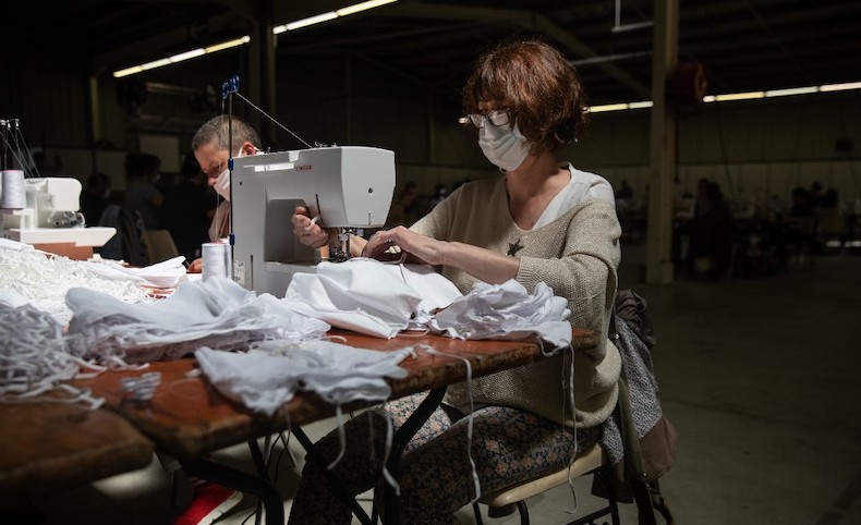 FRANCE - SOCIAL ISSUES - MASK MANUFACTURING PLANT IN LA TESTE