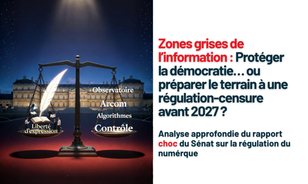 Rapport du Sénat « Les zones grises de l’information » : protéger la démocratie… ou préparer le terrain à une régulation-censure avant 2027 ?