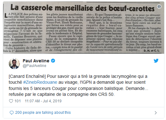 La Version De La Police Remise En Cause Dans L Affaire Zineb Redouane Profession Gendarme