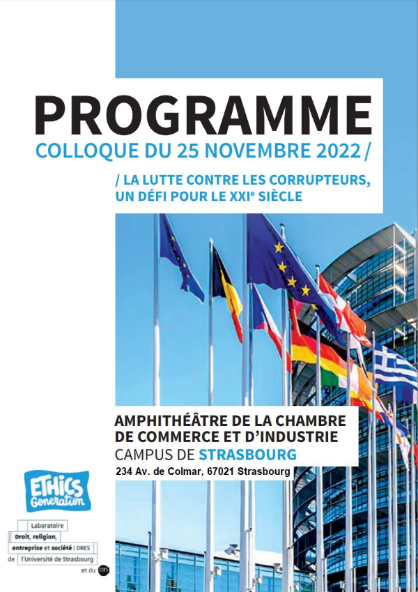 Le 25 novembre 2022 à Strasbourg, Ethics Generation organise son premier colloque pour lutter contre la corruption